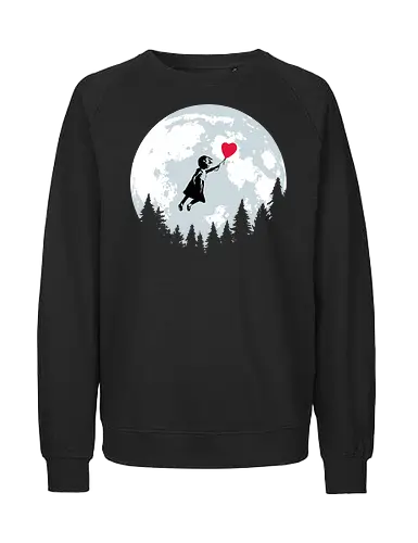 Girl with balloon flying - Banksy, moon, et, flying, balloon, girl with balloon, street art, valentines day, love - Fairtrade Sweatshirt