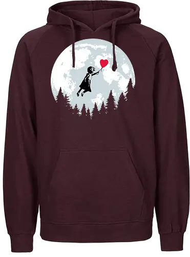Girl with balloon flying - Banksy, moon, et, flying, balloon, girl with balloon, street art, valentines day, love - Fairtrade Hoodie