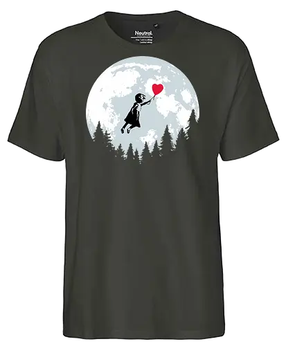 Girl with balloon flying - Banksy, moon, et, flying, balloon, girl with balloon, street art, valentines day, love - Fairtrade T-Shirt