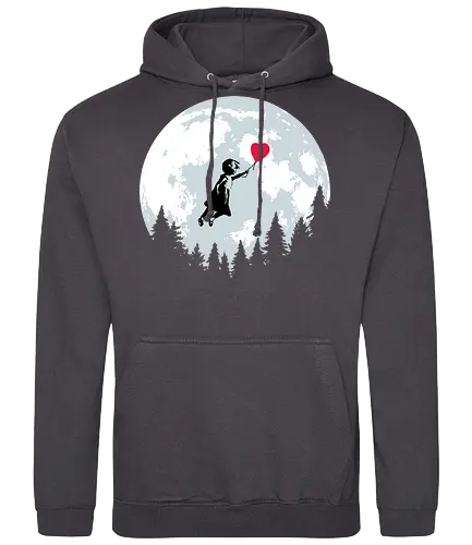 Girl with balloon flying - Banksy, moon, et, flying, balloon, girl with balloon, street art, valentines day, love - Standard Hoodie