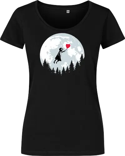 Girl with balloon flying