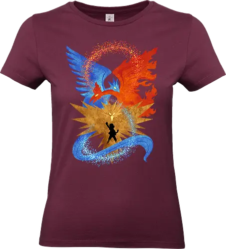 three legendary - anime, manga, monster, electric, fortrees, ice, tamer, game, bird, legendary, legend, mytical, mythology - Standard T-Shirt (Women)