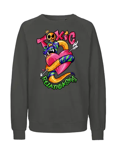 toxic snake  - toxic, snake, poison, love, relationship, care, hate, abuse, snake year, cool, cartoon, mythical, zodiac, pop - Fairtrade Sweatshirt