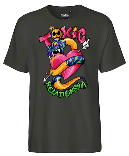 toxic snake  - toxic, snake, poison, love, relationship, care, hate, abuse, snake year, cool, cartoon, mythical, zodiac, pop - Fairtrade T-Shirt