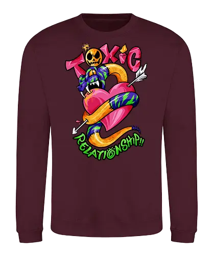 toxic snake  - toxic, snake, poison, love, relationship, care, hate, abuse, snake year, cool, cartoon, mythical, zodiac, pop - Sweatshirt
