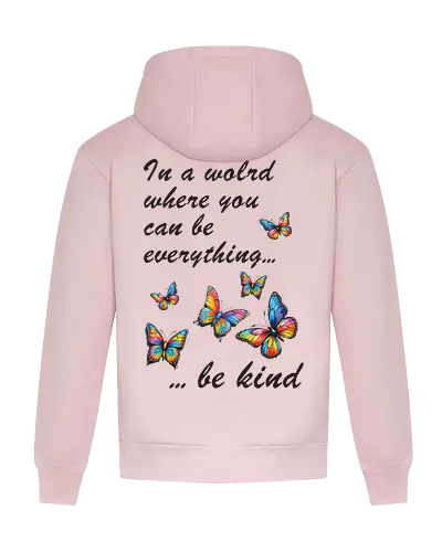 In a world where you can be everything... be kind  - BeKind, SpreadKindness, KindnessMatters, ChooseKindness, BeTheChange, KindnessIsFree, PositiveVibes, LoveAndKindness, SpreadLove, CompassionForAll - Heavyweight Hoodie