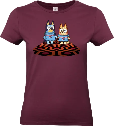 Doggy Twins! - bluey, bingo, twins, horror, kubrick, halloween, the-shining, shining, parody - Standard T-Shirt (Women)