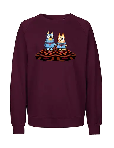 Doggy Twins! - bluey, bingo, twins, horror, kubrick, halloween, the-shining, shining, parody - Fairtrade Sweatshirt