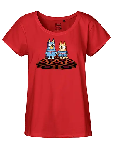 Doggy Twins! - bluey, bingo, twins, horror, kubrick, halloween, the-shining, shining, parody - Fairtrade Girl Shirt