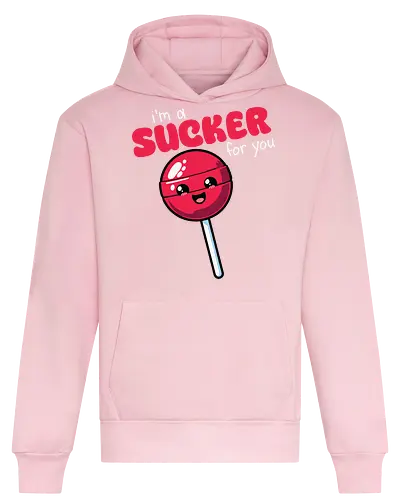 I'm a sucker for you - lollipop, cute, playful, romantic, cartoon, text, colorful, fun, whimsical, design - Heavyweight Hoodie