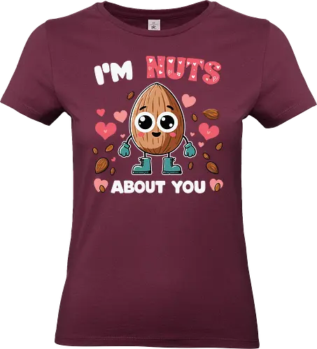 I'm nuts about you - cute, nut, character, hearts, text, playful, eyes, boots, love - Standard T-Shirt (Women)