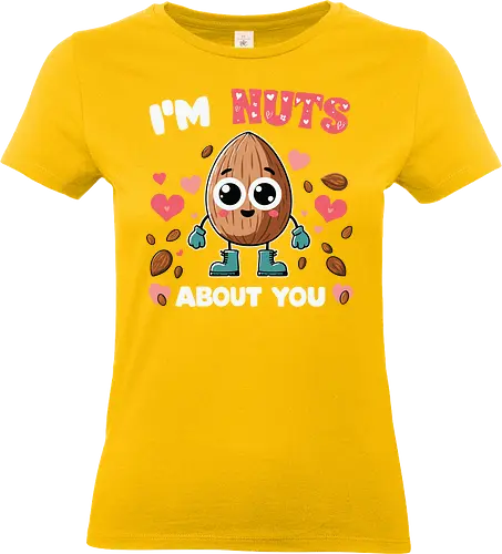 I'm nuts about you - cute, nut, character, hearts, text, playful, eyes, boots, love - Standard T-Shirt (Women)