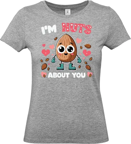 I'm nuts about you - cute, nut, character, hearts, text, playful, eyes, boots, love - Standard T-Shirt (Women)