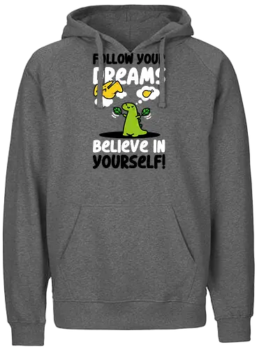 Follow Your Dreams - dinosaur, jurassic, cute, kawaii, poop - Fairtrade Hoodie