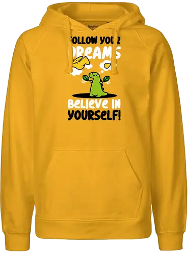 Follow Your Dreams - dinosaur, jurassic, cute, kawaii, poop - Fairtrade Hoodie
