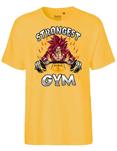 strongest gym  - anime, manga, songoku, gym, sport, gymnastics, Dragon, maniacs, parody, cool, kids, hero, saiyan, supersaiyan - Fairtrade T-Shirt