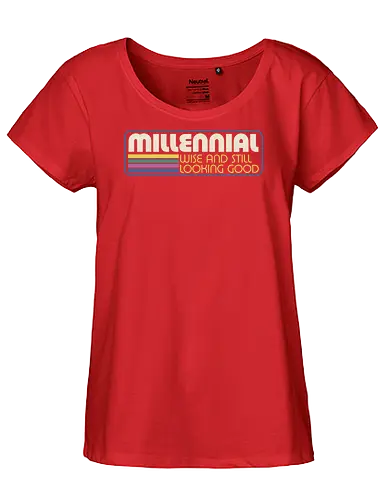 Millennial X Vintage Quote - sarcastic, 80s, 90s, lettering, vintage, retro, quote, fun, funny, cool, joke, colorful, grunge, gen x, Millennial, wise, beautiful, gorgeous - Fairtrade Girl Shirt