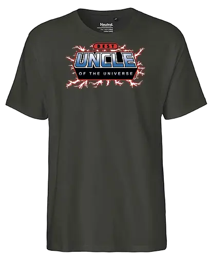 Best Uncle of the Universe - fathers day, dad, daddy, father, gifts for uncle, 80s, christmas, christmas gifts, he man, heman, masters of the universe, nostalgia - Fairtrade T-Shirt