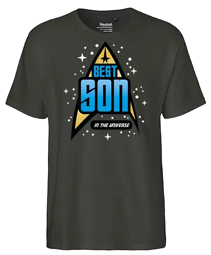 Best Trekkie Son - fathers day, dad, daddy, mothers day, mommy, gifts for son, 60s, 70s, 80s, christmas, christmas gifts, universe, Space, trekkie, nostalgia, galaxy - Fairtrade T-Shirt