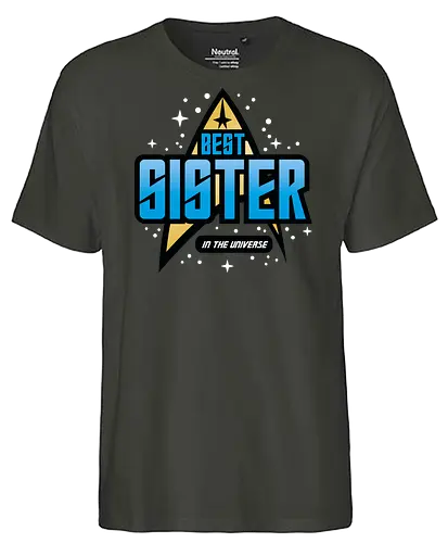 Best Trekkie Sister - fathers day, dad, daddy, mothers day, mommy, gifts for sister, 60s, 70s, 80s, christmas, christmas gifts, universe, galaxy, Space, trekkie, nostalgia - Fairtrade T-Shirt