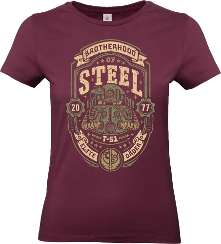 Knight of Steel T-51 - video game, gaming, knight, nuclear war, paladin, shelter, steel, vault, wasteland, fallout, armor, atomic, brotherhood, gamer - Standard T-Shirt (Women)