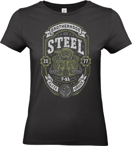 Knight of Steel T-51 v2 - video game, armor, atomic, brotherhood, gamer, gaming, knight, nuclear war, paladin, shelter, steel, vault, wasteland, fallout - Standard T-Shirt (Women)
