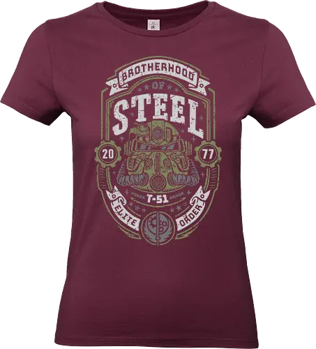 Knight of Steel T-51 v2 - video game, armor, atomic, brotherhood, gamer, gaming, knight, nuclear war, paladin, shelter, steel, vault, wasteland, fallout - Standard T-Shirt (Women)