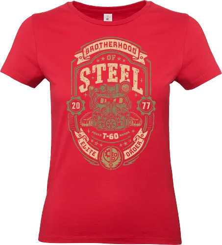 Knight of Steel T-60 - video game, armor, atomic, brotherhood, gamer, gaming, knight, nuclear war, paladin, shelter, steel, vault, wasteland, fallout - Standard T-Shirt (Women)