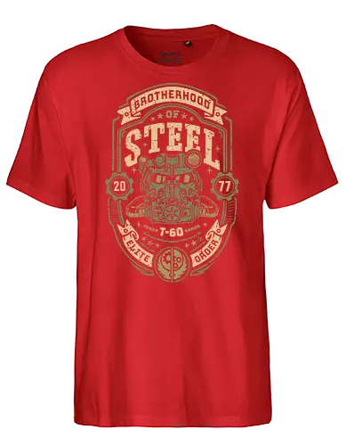 Knight of Steel T-60 - video game, armor, atomic, brotherhood, gamer, gaming, knight, nuclear war, paladin, shelter, steel, vault, wasteland, fallout - Fairtrade T-Shirt