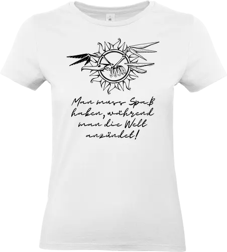 Frigatebird-Piratenflagge: Lineart mit Text - Piraten, Romanzitat, AnikaBeer, Flagge, Fregattvogel - Standard T-Shirt (Women)
