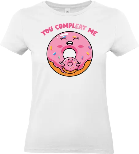 You complete me - donut, cute, smile, sprinkles, pink, mini, text, playful, cartoon - Standard T-Shirt (Women)