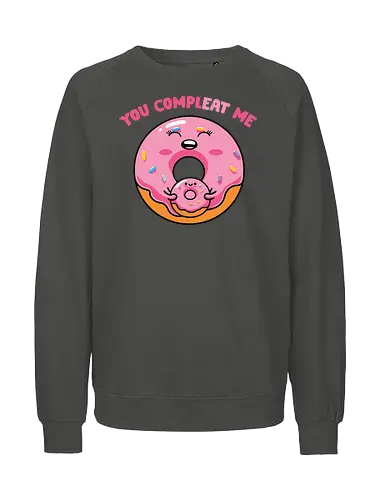 You complete me - donut, cute, smile, sprinkles, pink, mini, text, playful, cartoon - Fairtrade Sweatshirt