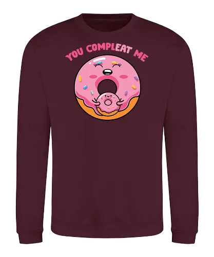 You complete me - donut, cute, smile, sprinkles, pink, mini, text, playful, cartoon - Sweatshirt