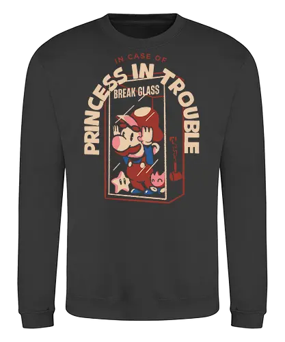Prinzessin in Schwierigkeiten? Glas zerbrechen - retro, gaming, gamer, retro gamer - Sweatshirt