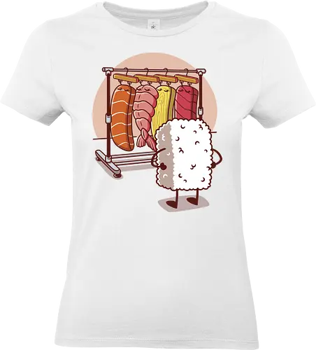 Sushi Wardrobe v2 - sushi, cute food, cute sushi, food, i love sushi, japan, japanese, kawaii, kawaii food, kawaii sushi, nigiri, sushi food, sushi lover, wardrobe - Standard T-Shirt (Women)