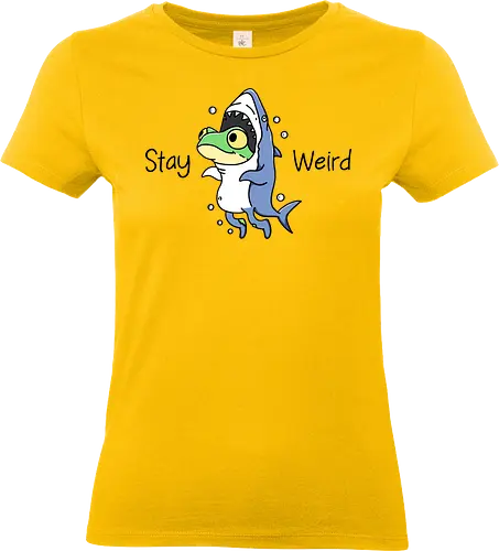 Stay Weird  - stay weird, weird, frog, shark, i am unique, unique, funny, humor, meme, be different, different, confident - Standard T-Shirt (Women)