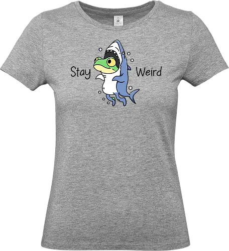 Stay Weird  - stay weird, weird, frog, shark, i am unique, unique, funny, humor, meme, be different, different, confident - Standard T-Shirt (Women)