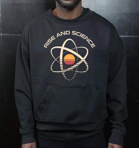 Rise and Science - science, chemistry, funny, geek, humor, laboratory, molecule, nerd, physics, pun, retro, science lover, scientist, stem, vintage - Cropped Sweatshirt