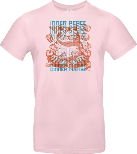 Inner Peace Dinner Please - food doodle, foodies, cat, meditate, yoga, inner peace dinner please, fast food, meal, funny cat, internet meme, sweet, delicious, burger, pizza, noodle, tacco, sandwich, boba, hotdog, nachos, fries, chips, candy, ice cream, coffee, cookies, cake, donut, vintage colors, retro design, cute cat, cat meme, pet, parody, funny, meme, joke, animals - Standard T-Shirt