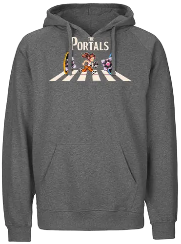 The Portals - games, Gateway, glados, portals, abbey road, beatles, humor, gamming, road, PC, gamer - Fairtrade Hoodie