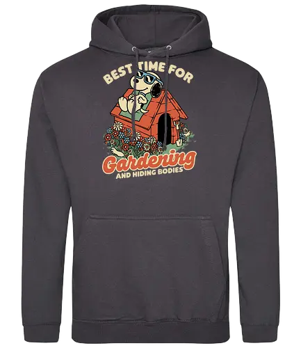 Beagle Body Garden - cute, funny, fun, awesome, spring, summer, garden, flowers, pets, allergy, classic, retro, vintage, comic, comics, beagle, dog, sun, kill, killer, assassin, serial killer, joke, gardening, garden, body, bodies - Standard Hoodie