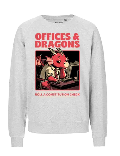 Dragon Office RPG - rpg, Pen and Paper, d20, dungeon master, role-playing game, tabletop, game master, Role-play, Role-playing, Roleplay Game, Dragon, Dragons, Dungeon, Fantasy, Adventure, Mythical, Creature, Burnout, Tired, Dragon, Cover, Office, Office Space, Office Culture, Sarcasm, Roll, Lets Roll, Critical Hit, Failure - Fairtrade Sweatshirt