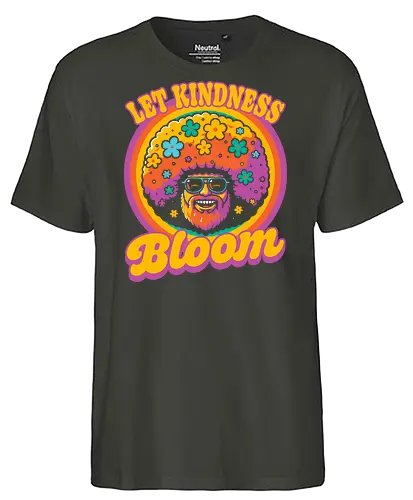 Painter Kindness Bloom - paintings, cool vibes, cool, TV shows, landscape, painting, tree, trees, Happy Trees, flower, bloom kind, kindness, garden, spring, summer, smile, happy, paint, painter, tripping, teacher, master, rainbow - Fairtrade T-Shirt