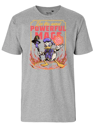Powerful Duck Mage - rpg, duck, donald duck, walt disney, mage, black mage, dark mage, dark magic, wizard, sorcerer, sorcery, magical, ritual, fantasy, adventure, video game, video games, Kingdom, wizard, fireball, powerful, fire, fun, funny - Fairtrade T-Shirt