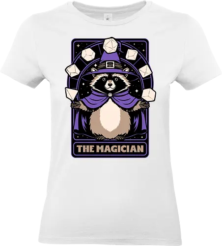 Raccoon RPG Wizard - rpg, Pen and Paper, d20, Pen and paper, dungeon master, role-playing game, tabletop, game master, Role-play, Role-playing, Roleplay Game, Pen and Paper, Dungeon, Fantasy, Adventure, Mythical, Creature, Wizard, Sorcerer, Sorcery, Mage, Dark Mage, Magical, The Magician, Magician, Tarot Card, Tarot, Dice, Raccoons, Raccoon - Standard T-Shirt (Women)