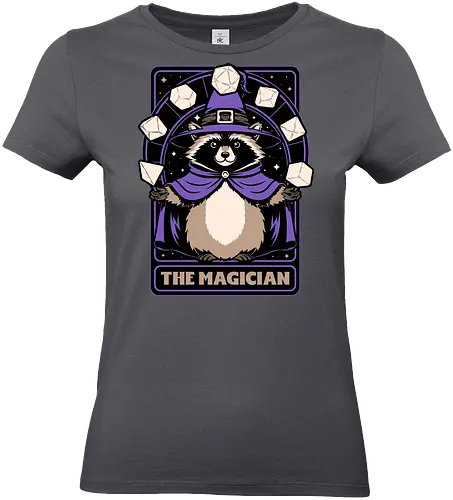 Raccoon RPG Wizard - rpg, Pen and Paper, d20, Pen and paper, dungeon master, role-playing game, tabletop, game master, Role-play, Role-playing, Roleplay Game, Pen and Paper, Dungeon, Fantasy, Adventure, Mythical, Creature, Wizard, Sorcerer, Sorcery, Mage, Dark Mage, Magical, The Magician, Magician, Tarot Card, Tarot, Dice, Raccoons, Raccoon - Standard T-Shirt (Women)