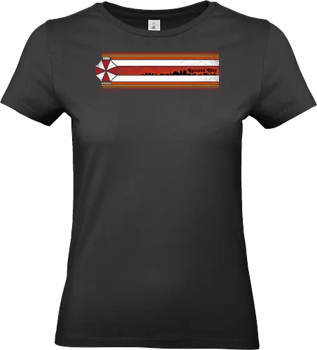 Raccoon City Stripes - Raccoon City, Horror, retro stripes, retro gaming, re2, umbrella corp, 1998, stars - Standard T-Shirt (Women)