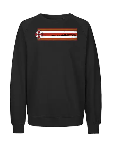 Raccoon City Stripes - Raccoon City, Horror, retro stripes, retro gaming, re2, umbrella corp, 1998, stars - Fairtrade Sweatshirt