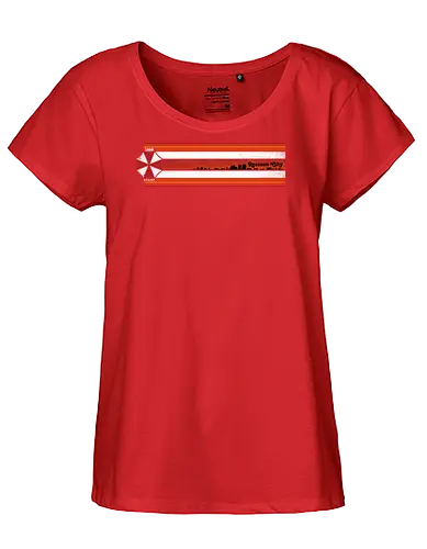 Raccoon City Stripes - Raccoon City, Horror, retro stripes, retro gaming, re2, umbrella corp, 1998, stars - Fairtrade Girl Shirt