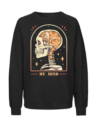 My mind - Cat lover, cat love, cat mom, kitten, kitty, cats, skull design, skeleton, xray skeleton, cutness, cat lady, catperson, midful, pet parent, inside cat - Fairtrade Sweatshirt